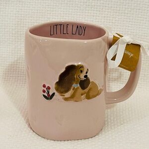 Rae Dunn x Disney x Lady & the Tramp pink mug with imprinted heart pattern